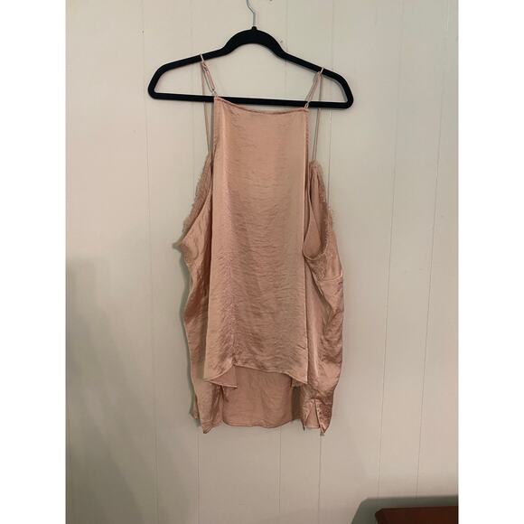 Nine‎ West Satin Lace Cami Pink Champagne Blush Adjustable Spaghetti Straps 4X - Picture 3 of 9